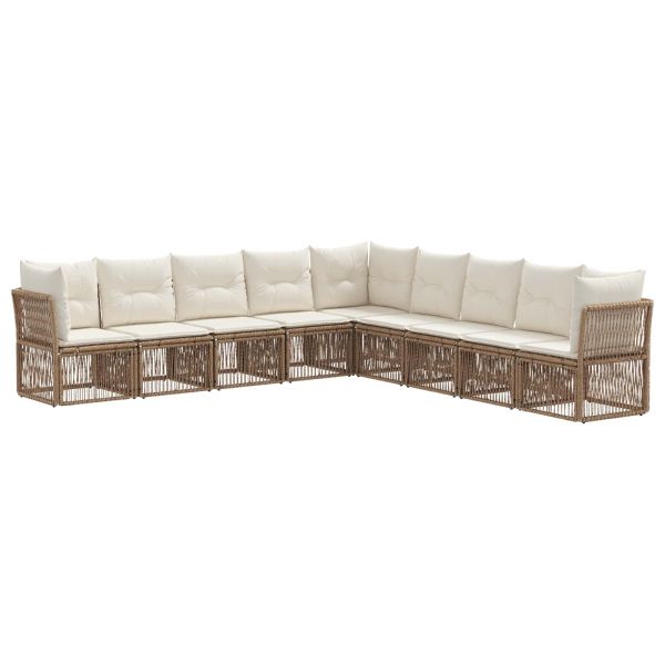 Градински Софа Комплект 9 pcs Бежово полиратан
