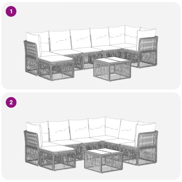 Градински Софа Комплект 8 pcs Бежово полиратан