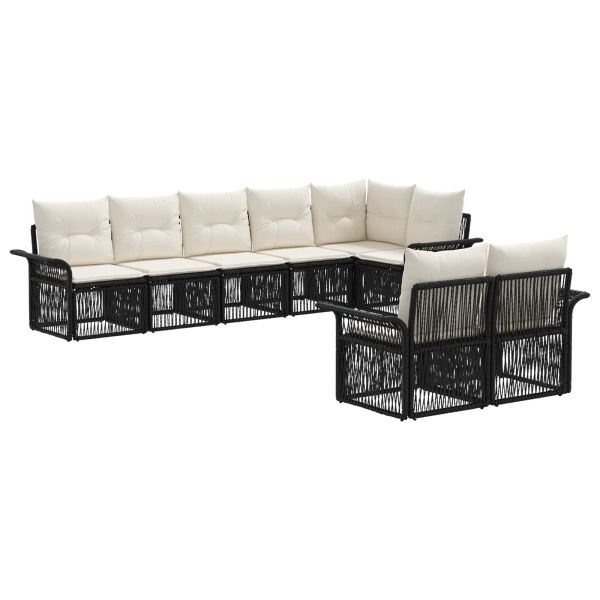 Градински Софа Комплект 8 pcs Черно полиратан