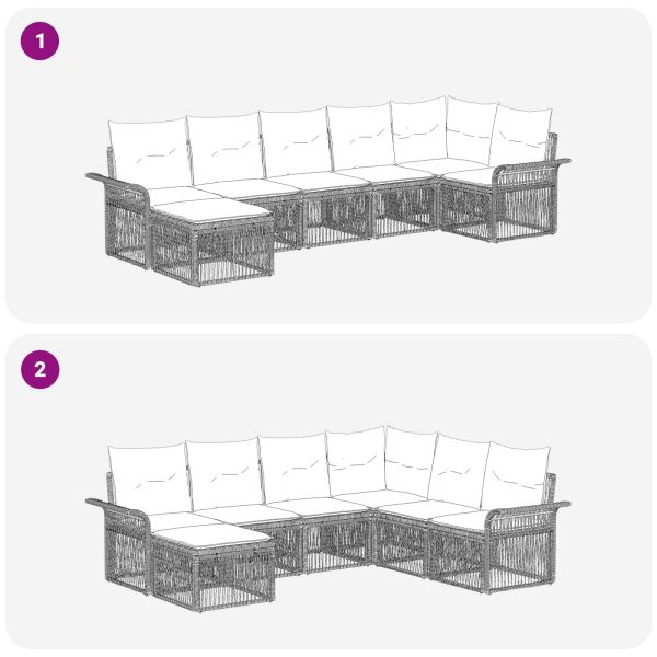 Градински Софа Комплект 7 pcs Сиво полиратан