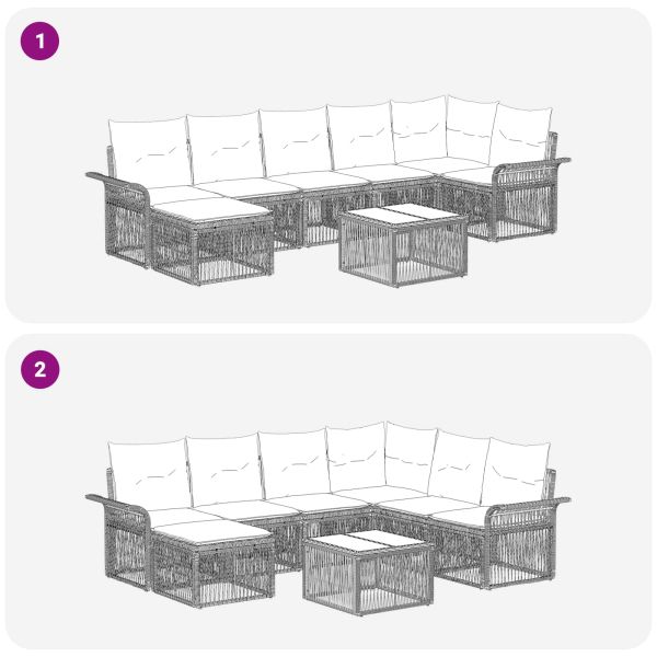 Градински Софа Комплект 8 pcs Бежово полиратан
