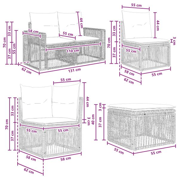 Градински Софа Комплект 8 pcs Сив и тъмен сив полиратан