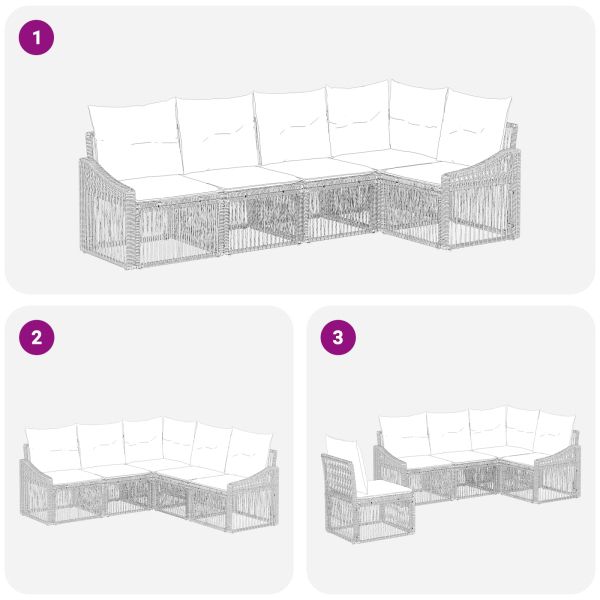 Градински Софа Комплект 5 pcs Черно полиратан