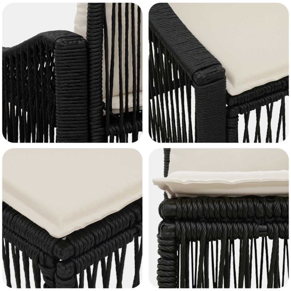 Градински Софа Комплект 9 pcs Черно полиратан