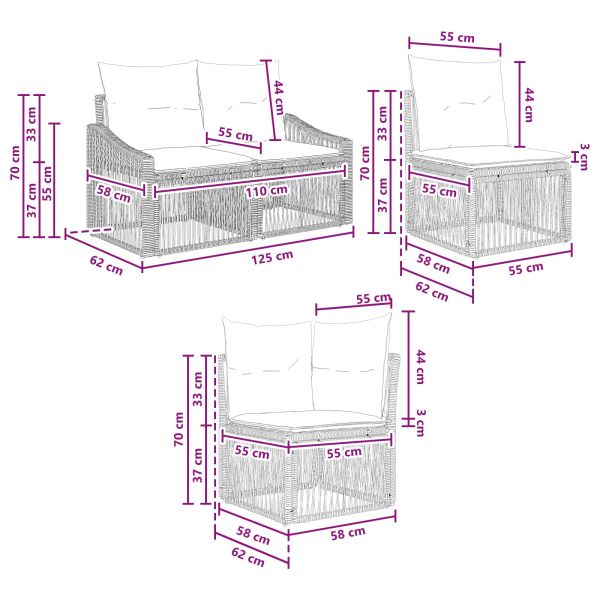 Градински Софа Комплект 13 pcs Бежово полиратан