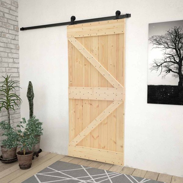 Преплъзваща се врата Естествено и черно 80 x 210 cm