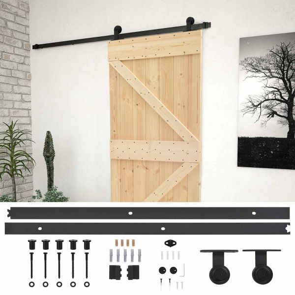 Преплъзваща се врата Естествено и черно 90 x 210 cm