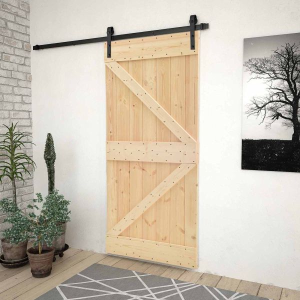 Преплъзваща се врата Естествено и черно 90 x 210 cm
