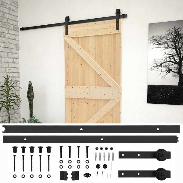 Преплъзваща се врата Естествено и черно 100 x 210 cm