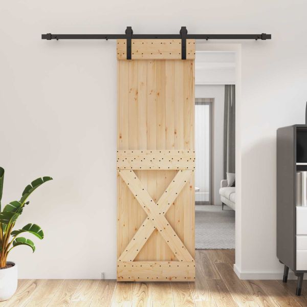 Преплъзваща се врата Естествено и черно 70 x 210 cm