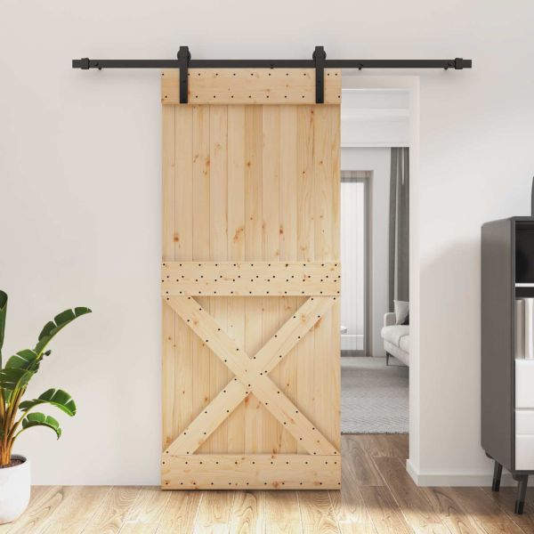 Преплъзваща се врата Естествено и черно 90 x 210 cm
