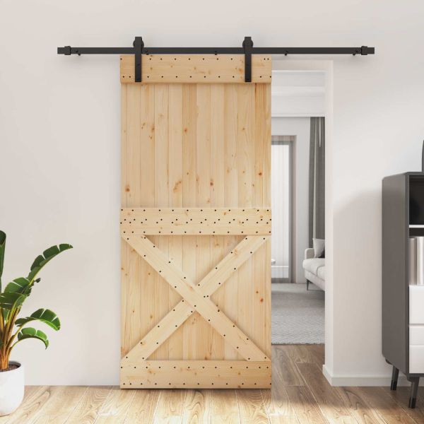 Преплъзваща се врата Естествено и черно 95 x 210 cm