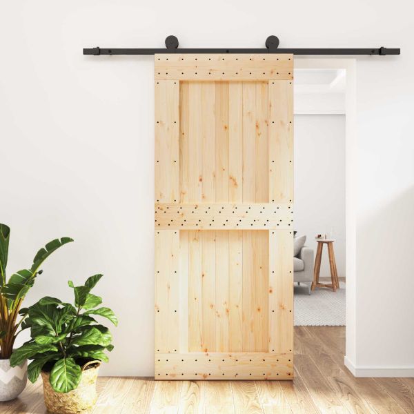 Преплъзваща се врата Естествено и черно 90 x 210 cm