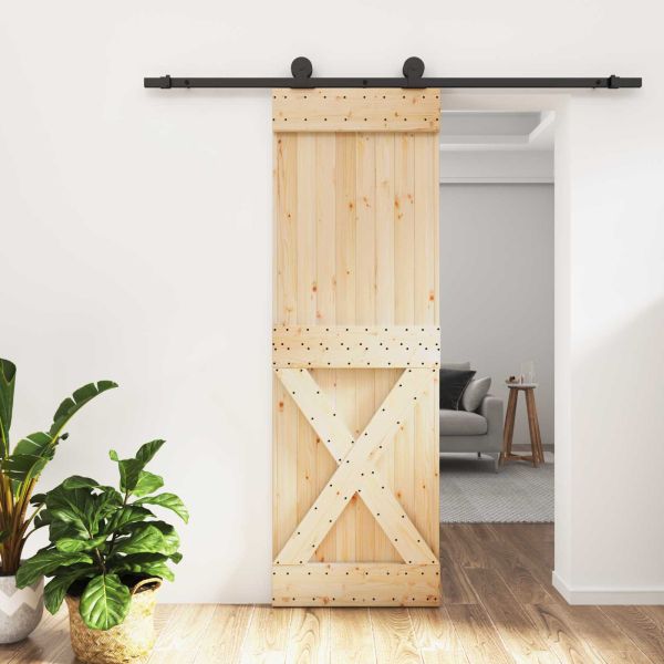 Преплъзваща се врата Естествено и черно 70 x 210 cm