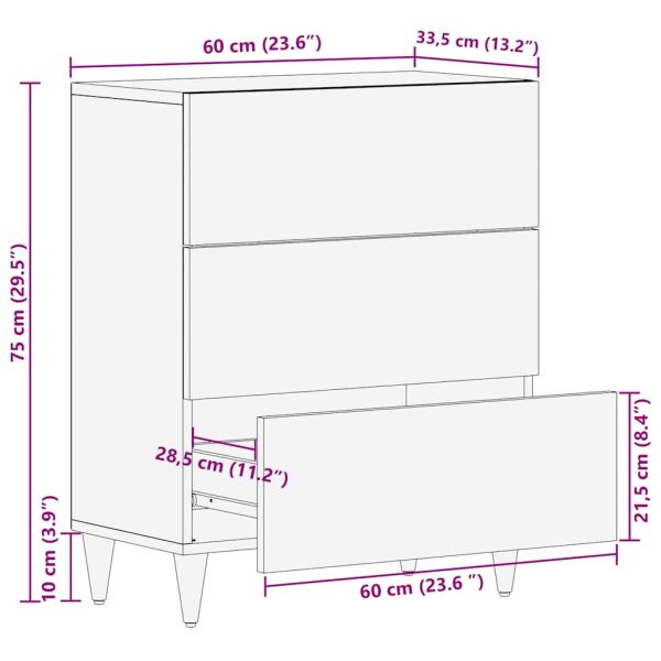 Служебен шкаф Кафяво 60 x 33 x 75 cm Солидно мангово дърво