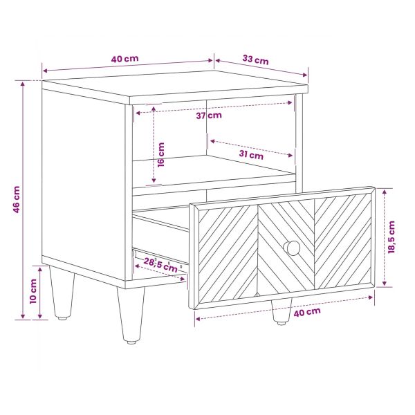 Нощно шкафче 2 pcs Кафяво 50 x 33 x 60 см Солидно мангово дърво