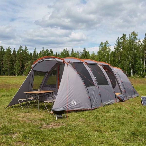 Тунелна палатка Сив и оранжев 675 x 392 x 210 см