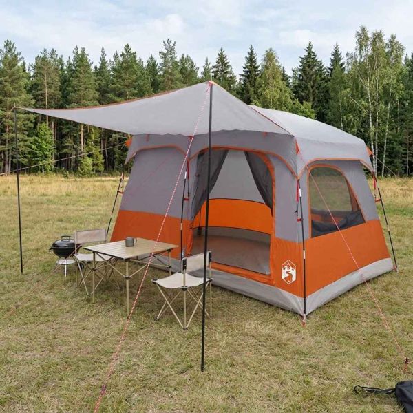 Семейна палатка Сив и оранжев 380 x 260 x 190 см Полиестер