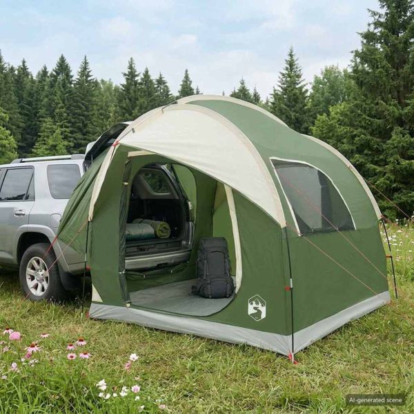Автомобилна палатка с покрив Зелено 239 x 210 x 210 см