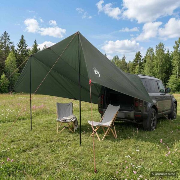 Навес за превозно средство Военнозелен 518 x 580 x 215 см