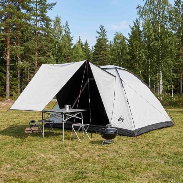Къмпинг наметало с покрив Бял blackout 335 x 275 x 180 см