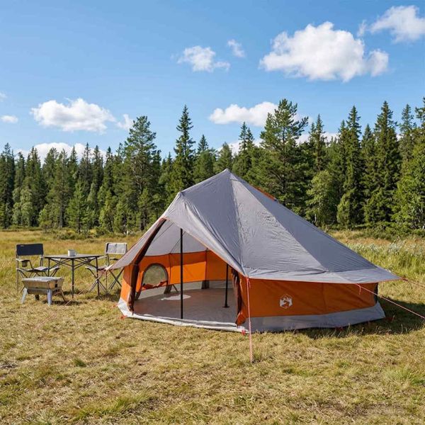 Палатка типи с покрив Сив и оранжев 800 x 800 x 430 см