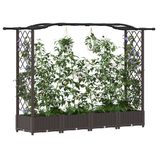 Повдигнато легло с решетка и покривка Кафяво 207 x 40 x 123 см