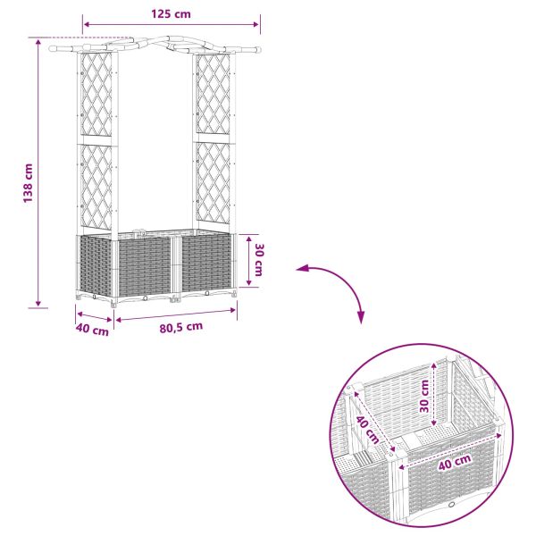 Повдигнато легло с решетка и покривка Кафяво 125 x 40 x 138 см