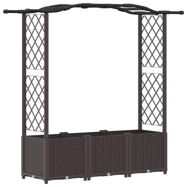 Повдигнато легло с решетка и покривка Кафяво 164 x 40 x 138 см