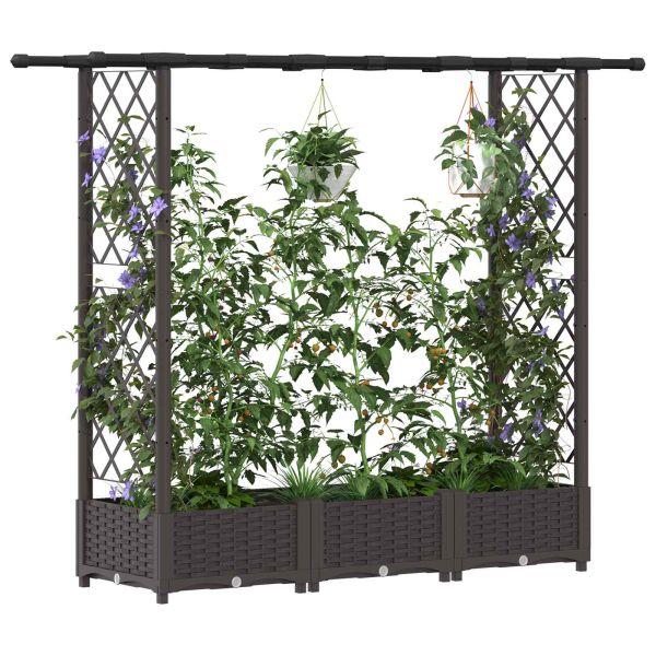 Повдигнато легло с решетка и покривка Кафяво 164 x 40 x 121 см