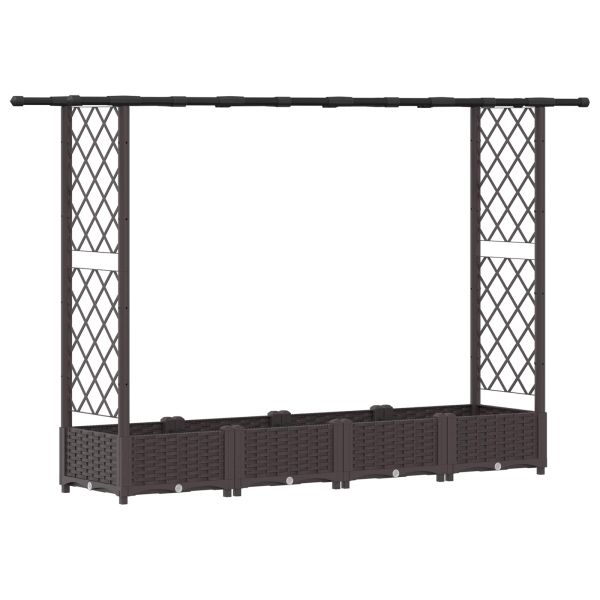 Повдигнато легло с решетка и покривка Кафяво 203 x 40 x 121 см