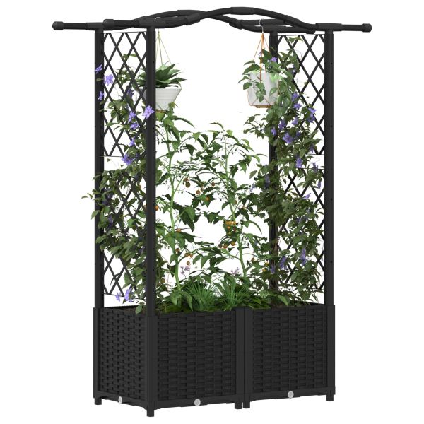 Повдигнато легло с решетка и покривка Черно 125 x 40 x 138 см