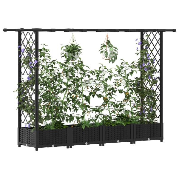 Повдигнато легло с решетка и покривка Черно 203 x 40 x 121 см