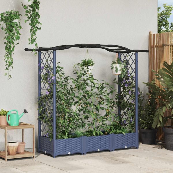 Повдигнато легло с решетка и покривка Сиво 169 x 40 x 123 см ПП