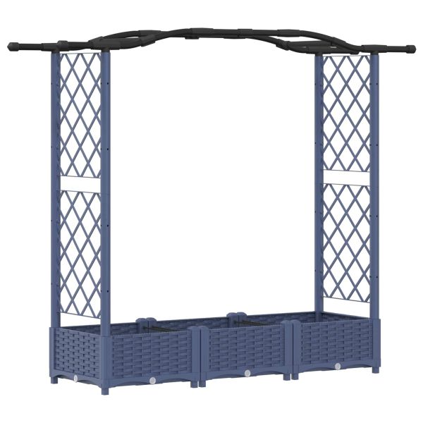 Повдигнато легло с решетка и покривка Сиво 169 x 40 x 123 см ПП