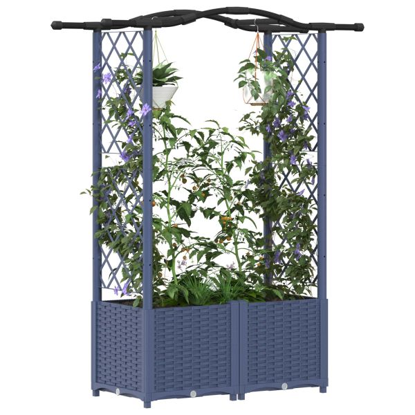 Повдигнато легло с решетка и покривка Сиво 125 x 40 x 138 см ПП