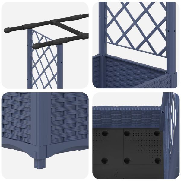 Повдигнато легло с решетка и покривка Сиво 122,5 x 40 x 121 см