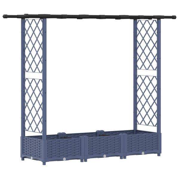 Повдигнато легло с решетка и покривка Сиво 164 x 40 x 121 см ПП