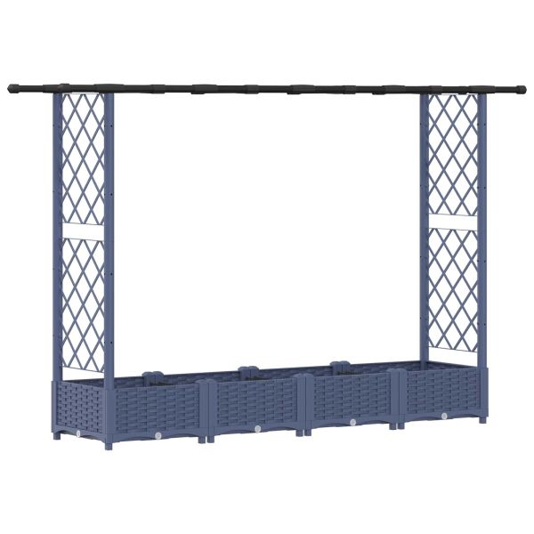 Повдигнато легло с решетка и покривка Сиво 203 x 40 x 121 см ПП