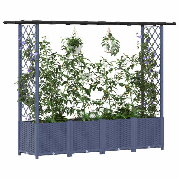 Повдигнато легло с решетка и покривка Сиво 203 x 40 x 136 см ПП