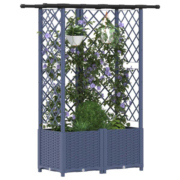 Повдигнато легло с решетка и покривка Сиво 124 x 40 x 136 см ПП