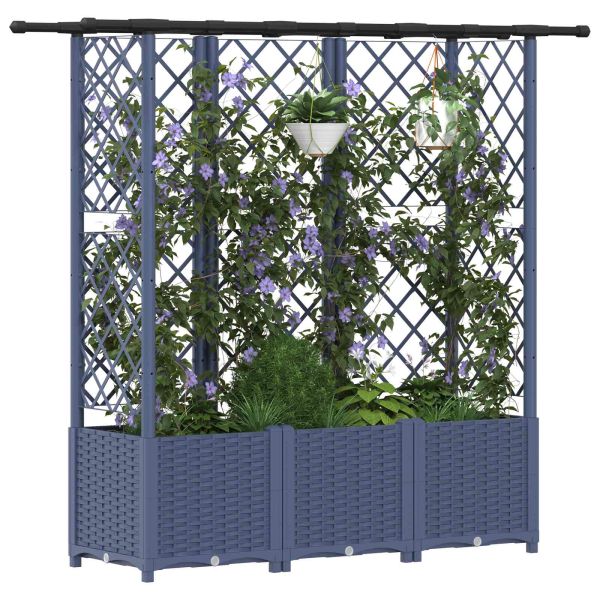 Повдигнато легло с решетка и покривка Сиво 163,5 x 40 x 136 см