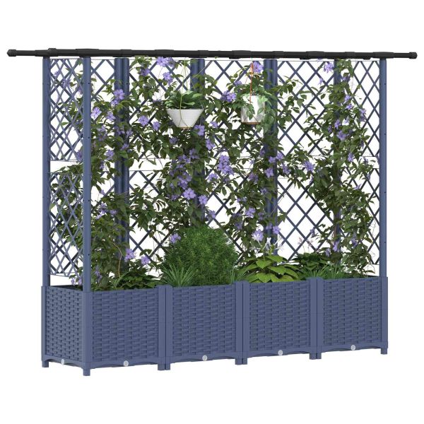 Повдигнато легло с решетка и покривка Сиво 202 x 40 x 136 см ПП