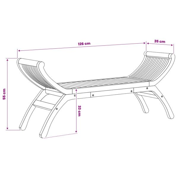 Градинска пейка 2 -Seater 126 cm Солидно тиково дърво Натурално