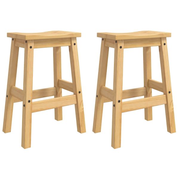 VidaXL Бар стол 2 pcs Пчелен восък 44 x 30 x 63 см Солидна бор