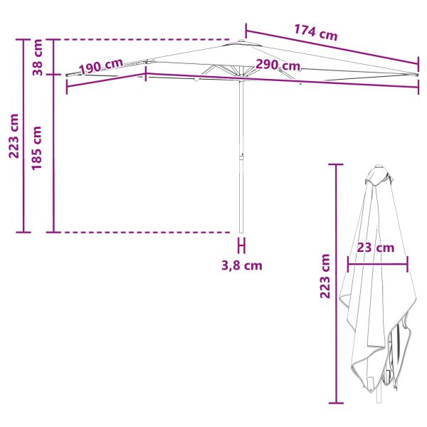 Градински парасол 200 x 300 cm Полиестер Правоъгълна Таупе