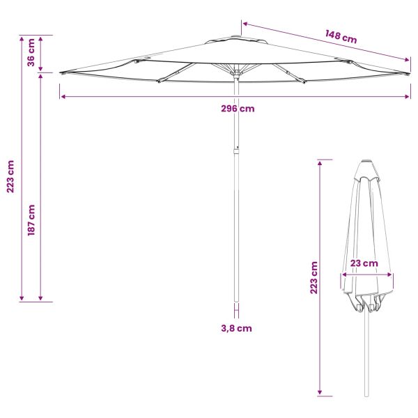 Градински парасол 300 x 300 cm Полиестер Правоъгълна Черно
