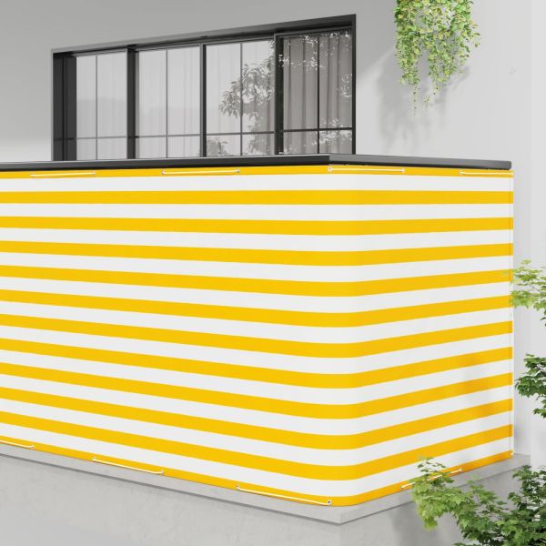 Прозорец за балкон 150 x 1000 cm Тъкан с PU покритие Жълт и бял