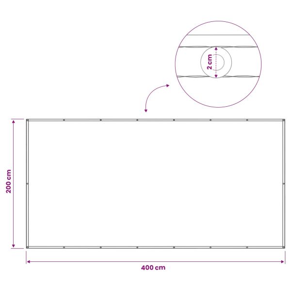Прозорец за балкон 200 x 400 cm Тъкан с PU покритие Червено