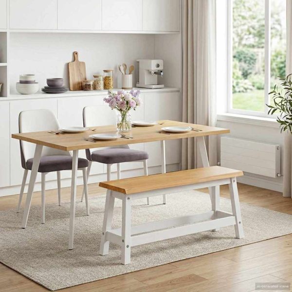 VidaXL Пейка за хранене EKAI Бяло 91,5 x 29 x 45,5 см